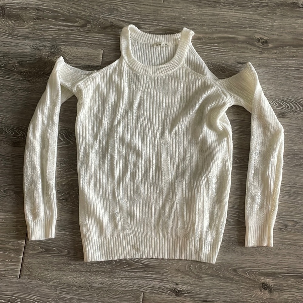 EUC white cut out sparkle sweater size M